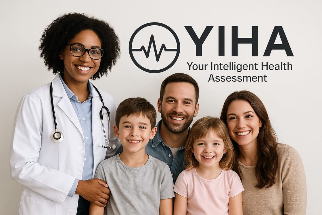 General practitioner with a patient family, representing complete whole-of-record care